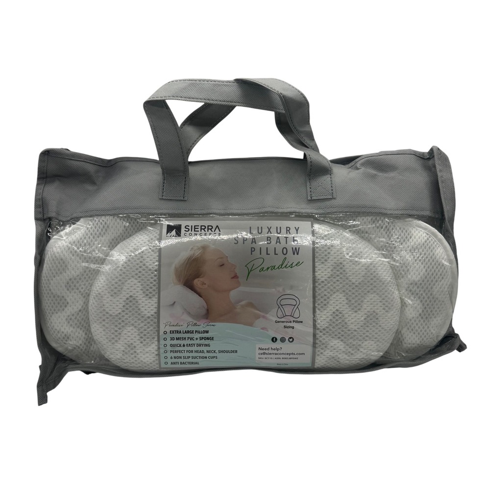 Sierra Concepts Luxury Spa Bath Pillow Paradise Series White 3D Mesh Extra Large